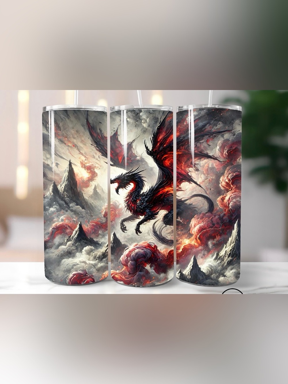 Red Black Dragon Art Tumbler